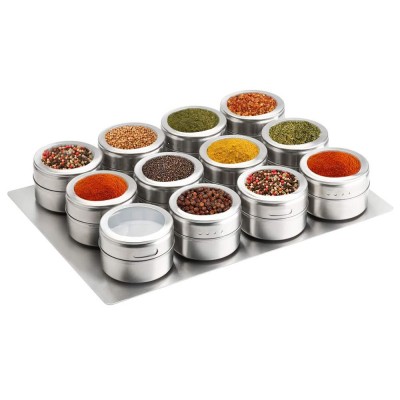 12 Pcs Stainless Steel Spice Storage Containers Magnetic Spice Tins spice jar rack set